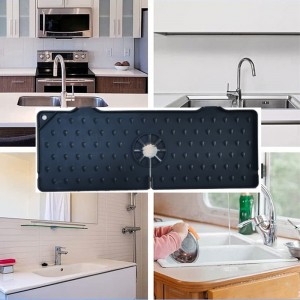 Keittiön pesuallas silikonihana matto, hanan pesuallas Splash Guard – pesuallas viemärimatto hanan takana, kumi tippumatto Splash Guard Dry for Kitchen and Bathroom Countertop Protection